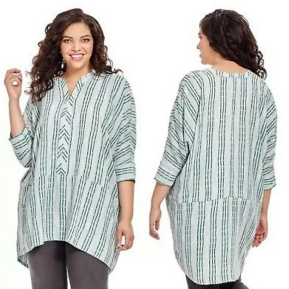 Melissa McCarthy Seven7 Tops - Melissa McCartney Seven7 Striped Tunic Top 2X